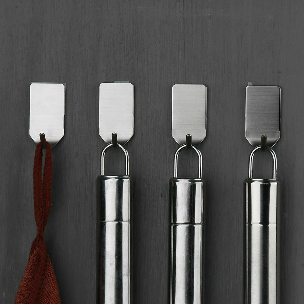 16PCS Self Adhesive Sticky Storage Hanging Hook Stainless Steel Wall