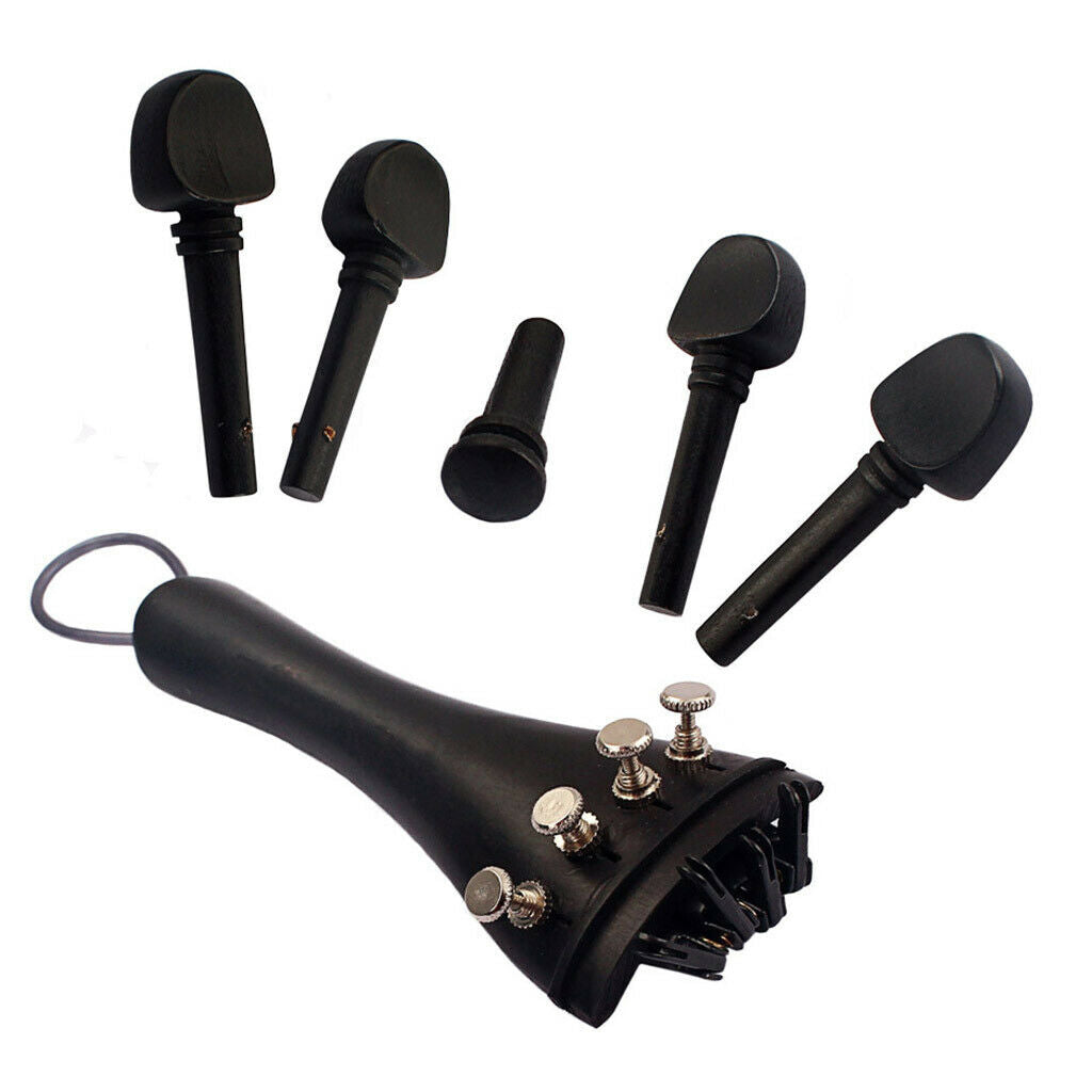 Ebony   Wood   Violin   Parts   4 / 4   Tuning   Pegs   w /  Chinrest   Endpin
