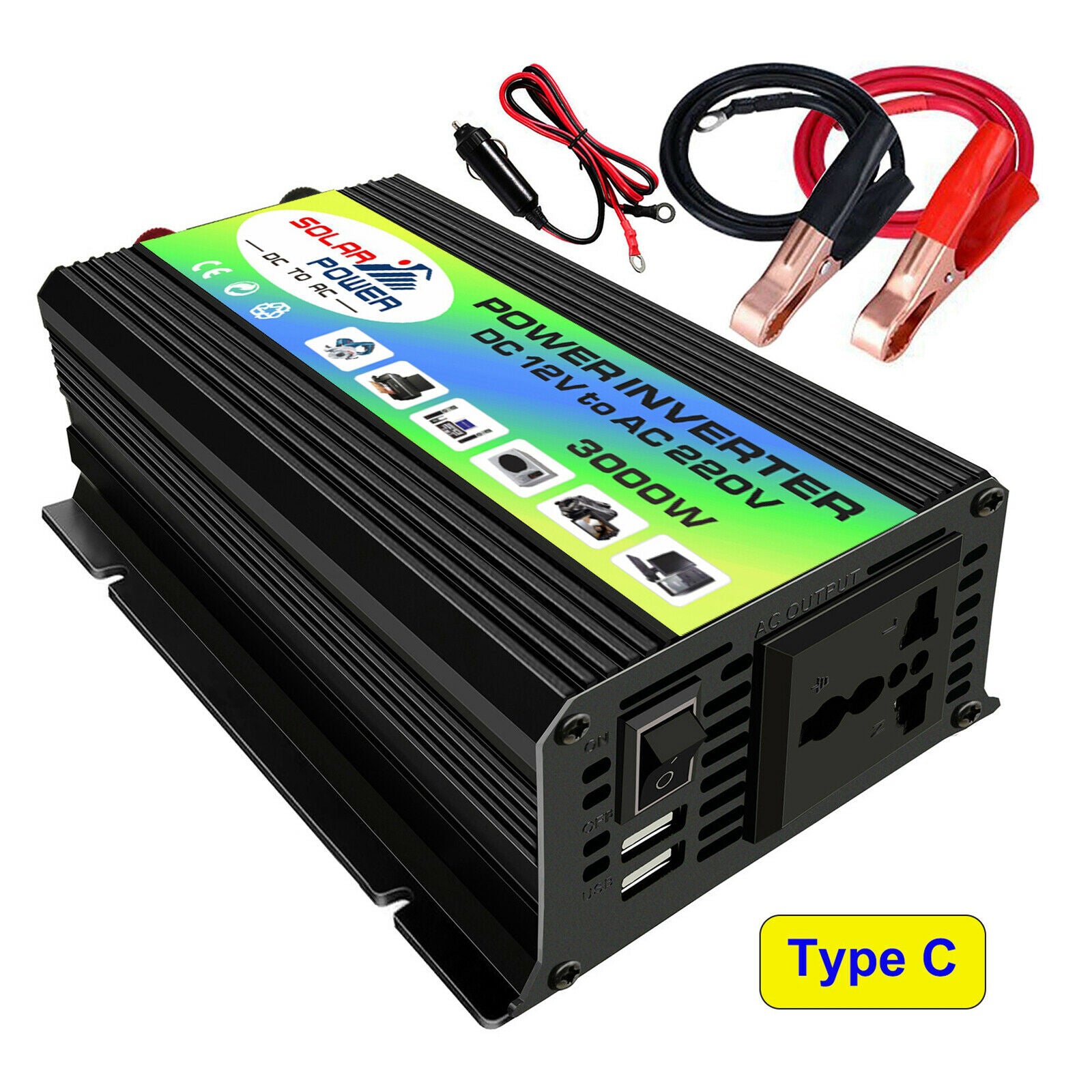 300W Car Inverter DC12V - AC220V Converter Adapter Transformer