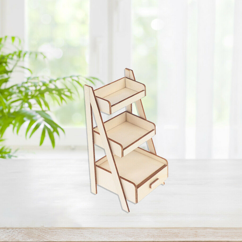 1/12 Scale Mini 3-Layers Shelf Flower Stand Simulation Supplies Ornaments