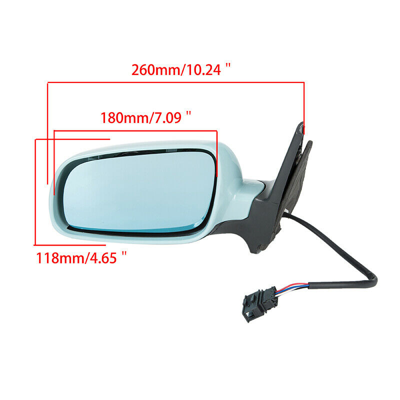 Blue Electric Front Left Side Mirror Glass For VW Bora 1998-2005