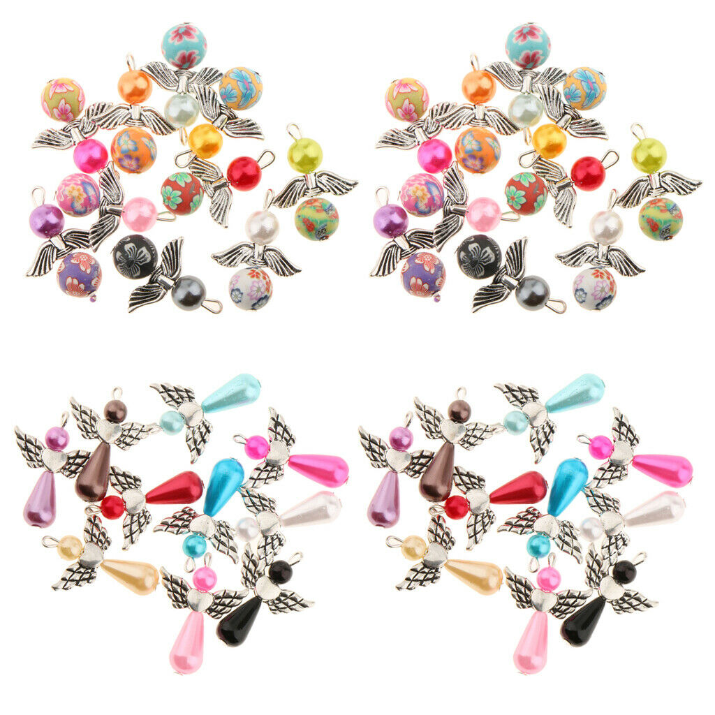 Prettyia 40pc Angel  Charms Beaded Pendant for DIY Craft Jewelry Making