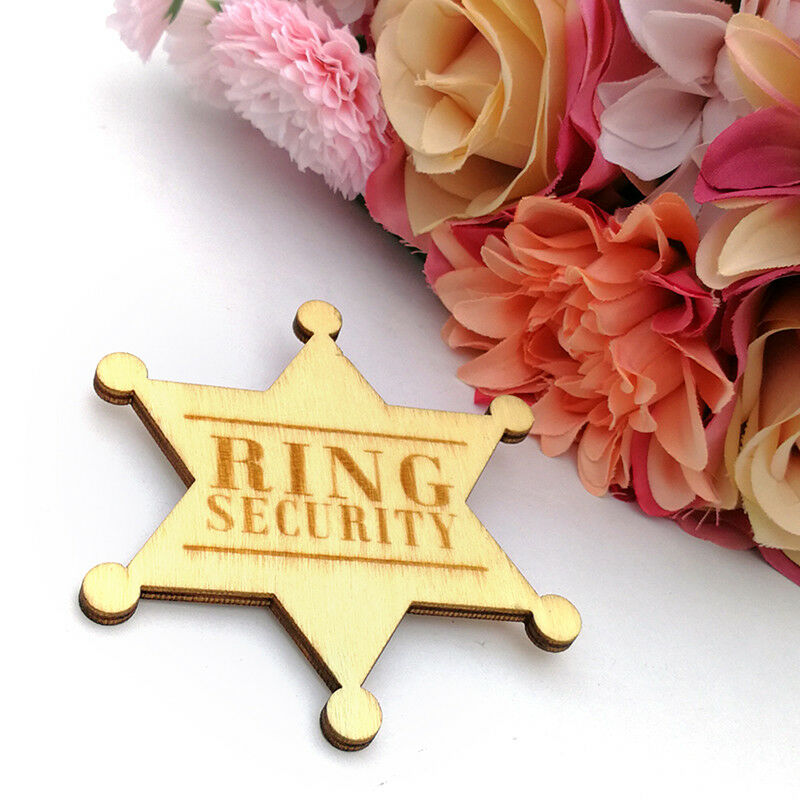 Retro Wooden Badge Pin Ring Security Wedding Rustic Badge Boys Girls Acces.l8