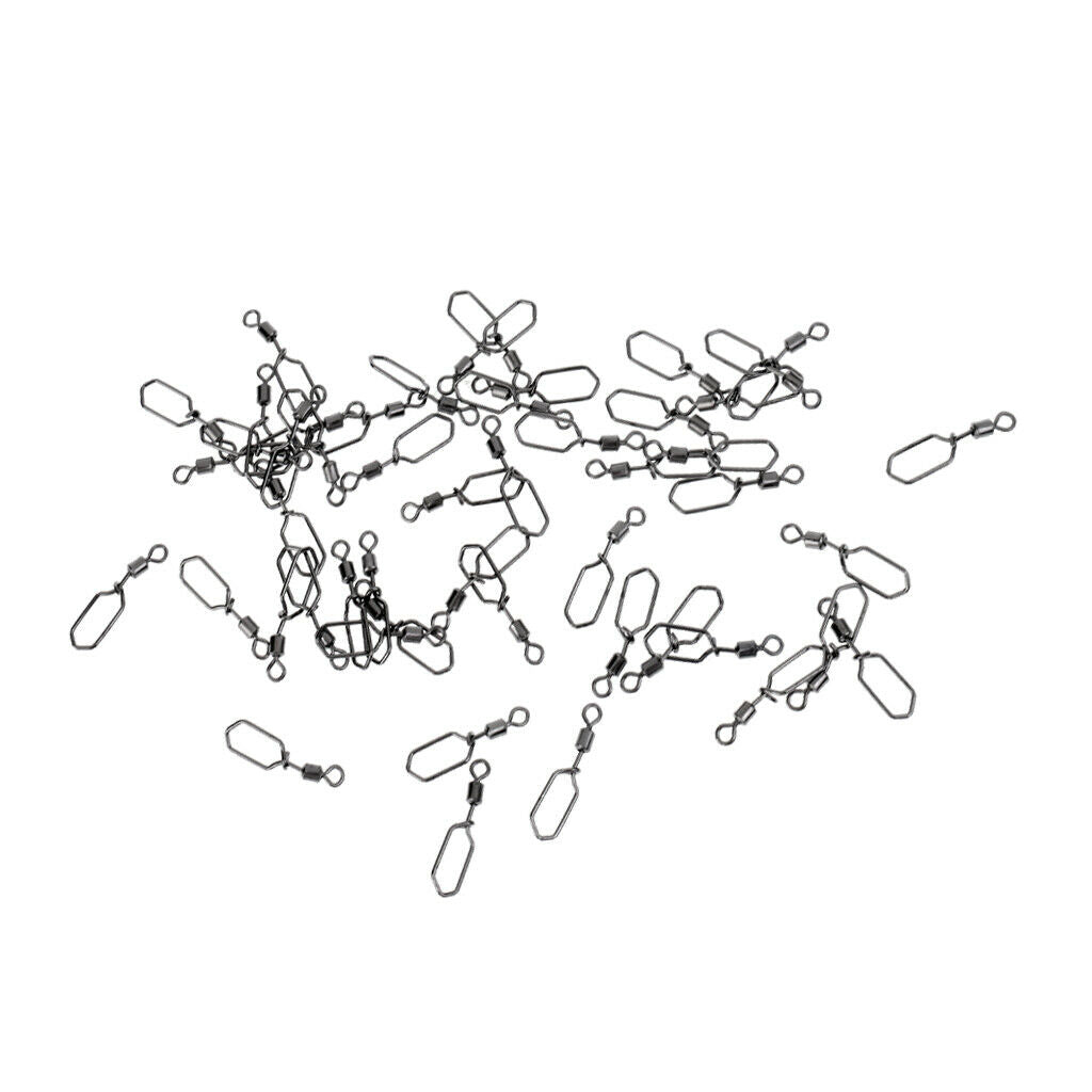 50Pcs Fishing Rolling Swivels with Square Snap Fishing Tackle Connector 10#