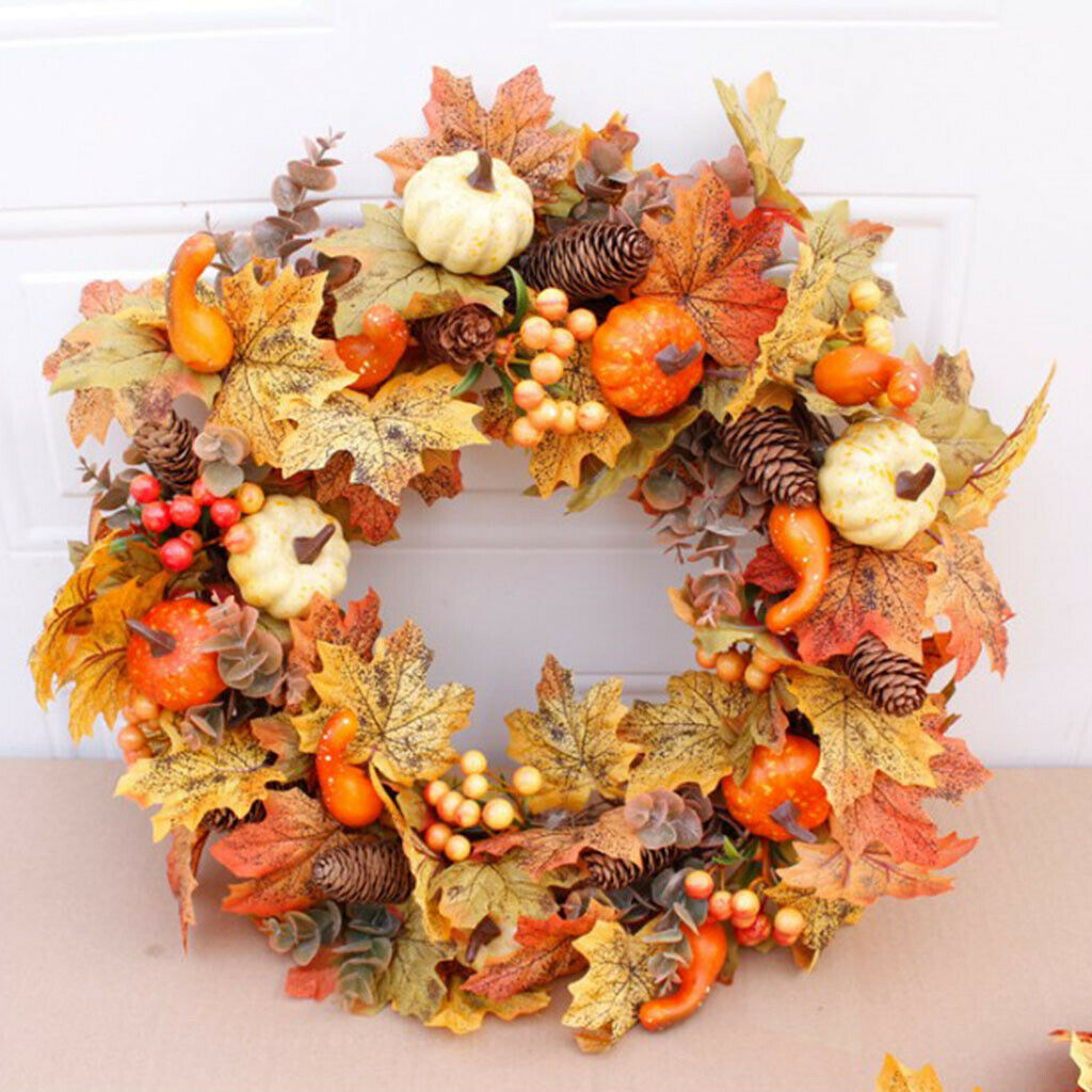 Autumn Fall Harvest Garland Wreath 50cm Wall Decor Halloween Christmas