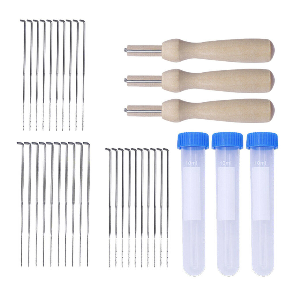 Felting Needles Replacement Needles with Clear Bottles Wooden Handle for