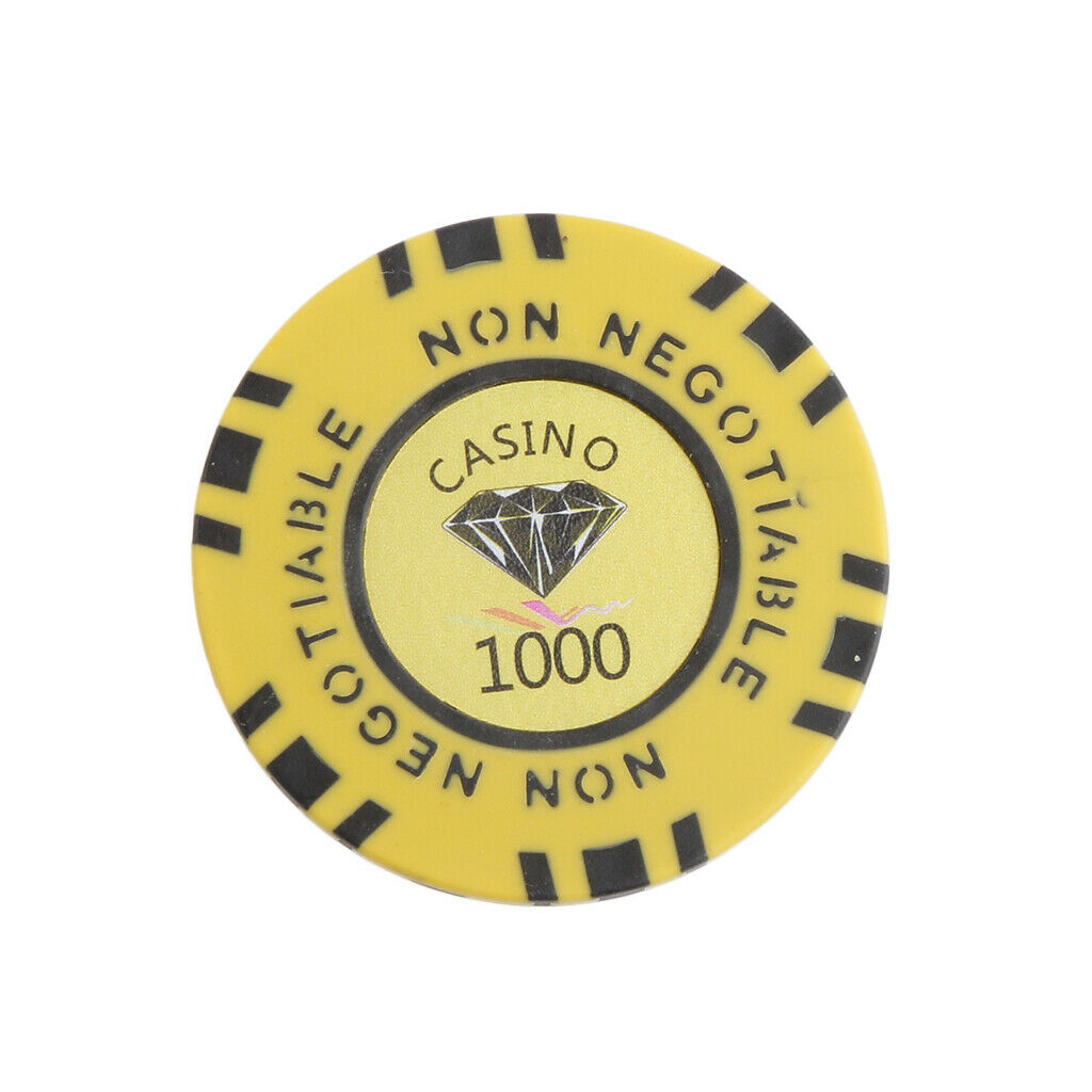 MagiDeal 1000 Par Value 45MM Non Negotiable Diamond Clay Casino Yellow Chips