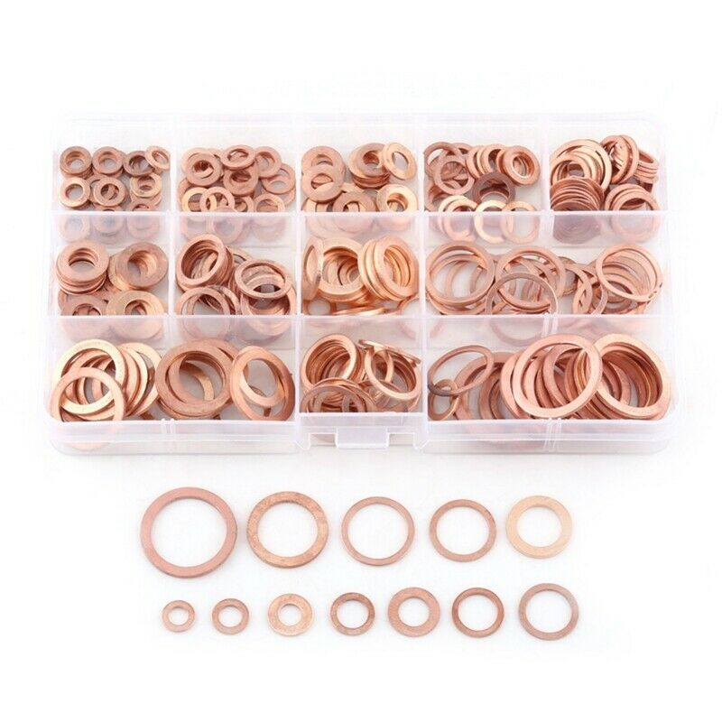 280Pcs Assorted Copper Washer Gasket Set Flat  Seal Assortment Kit M5-M20 L7O4