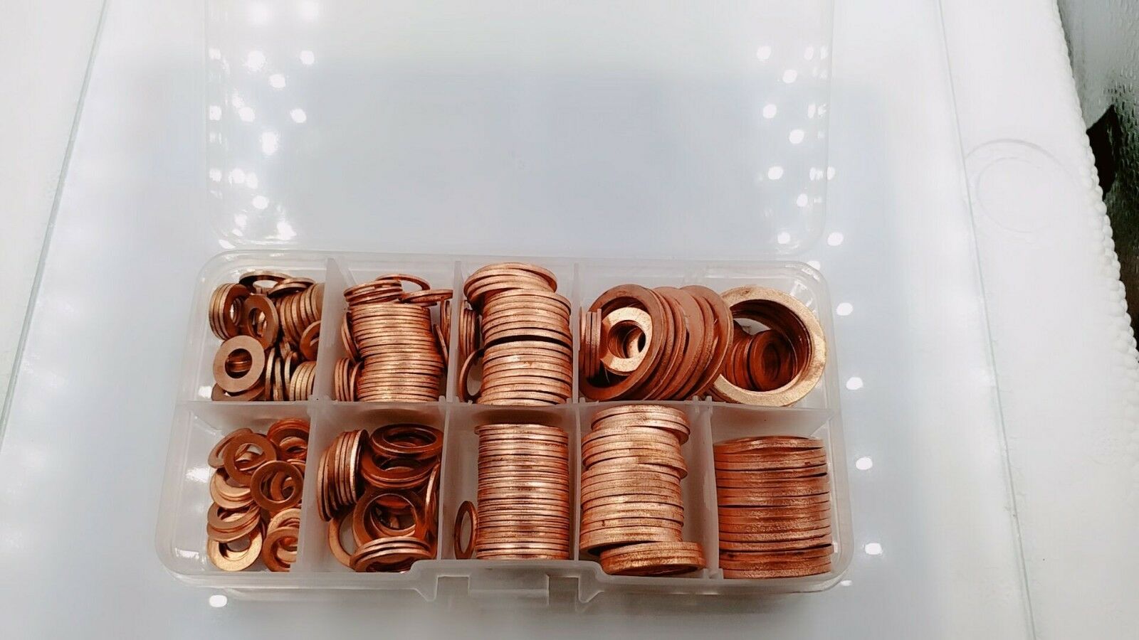 280Pcs Kit 12 Sizes Assorted Solid Copper Crush Washers Seal Flat Ring With Box