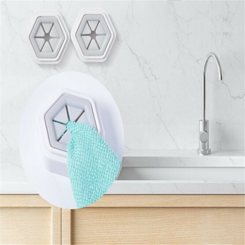 Towel Holder Convenient Kitchen Storage Hooks Sucker Wall Window Bathroom.l8