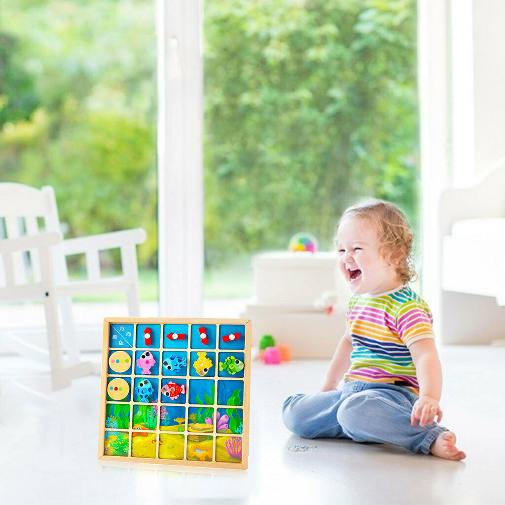 Wooden Puzzle Sensory Board Direction Cognitive Arrow Fishing Enlightenment