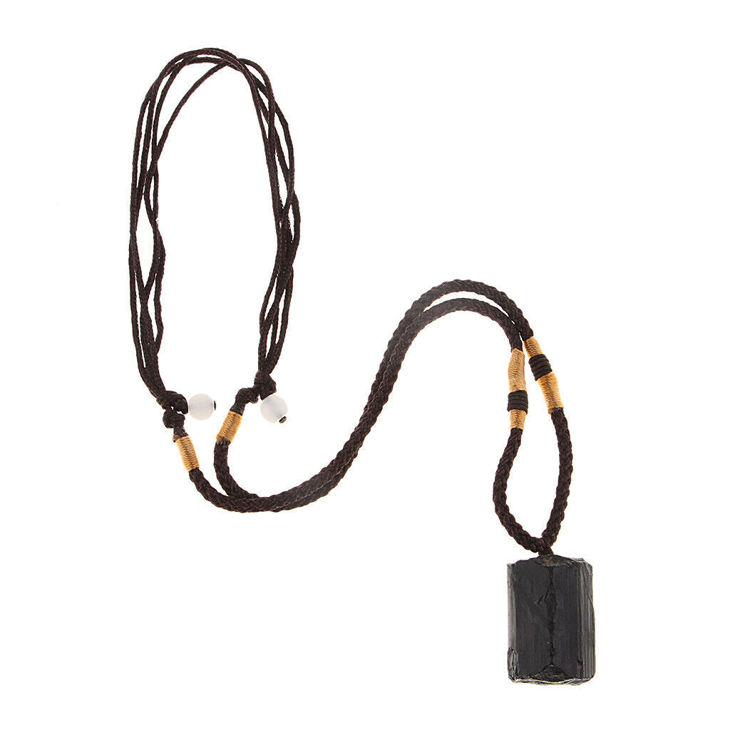 Natural Black Tourmaline Crystal Necklace - for Dispels Negative Energy | Guard