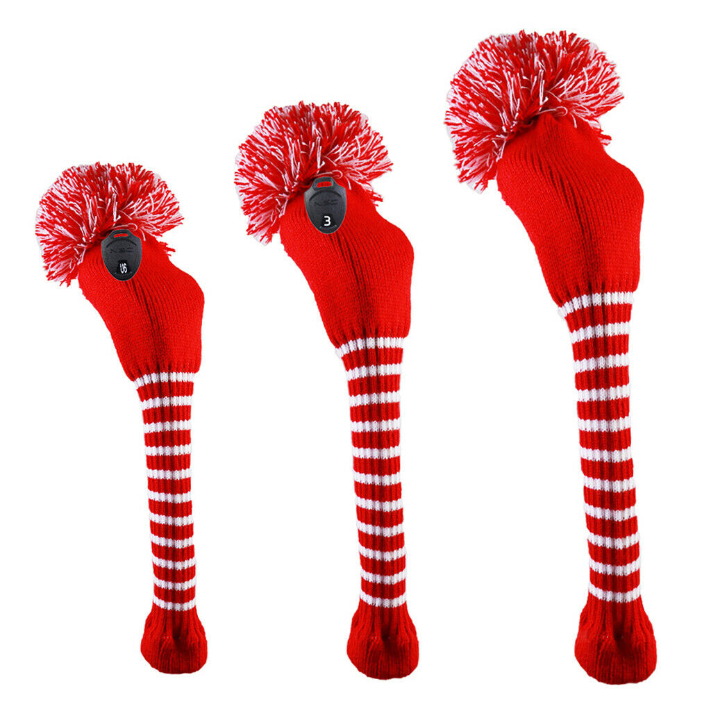 Golf Club 1 3 UT Driver Fairway Wood Head Covers Pom Pom Long Neck Headcovers -
