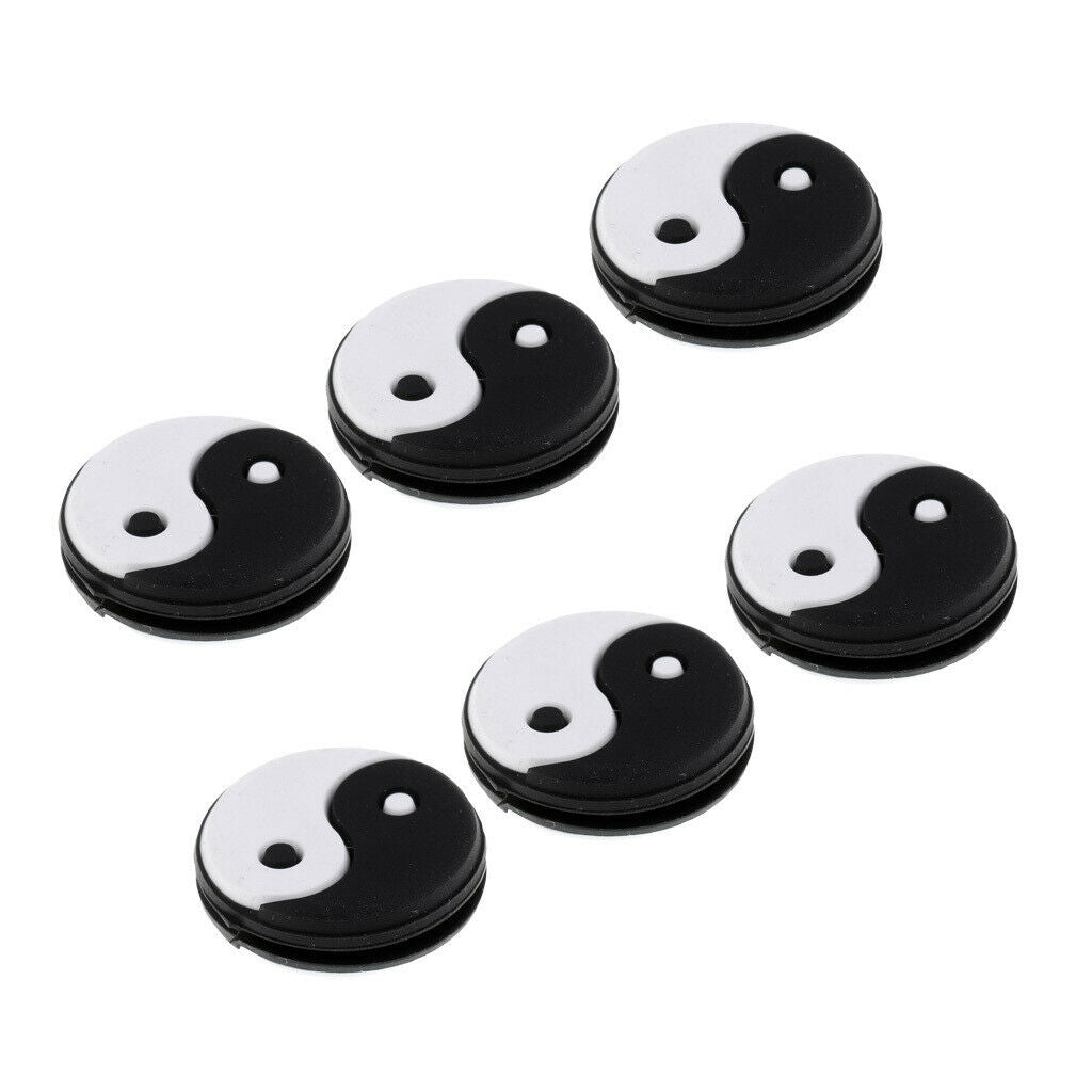 2X 6Pcs Yin Yang Tennis Racquet Vibration Dampener Shock Absorber Black White