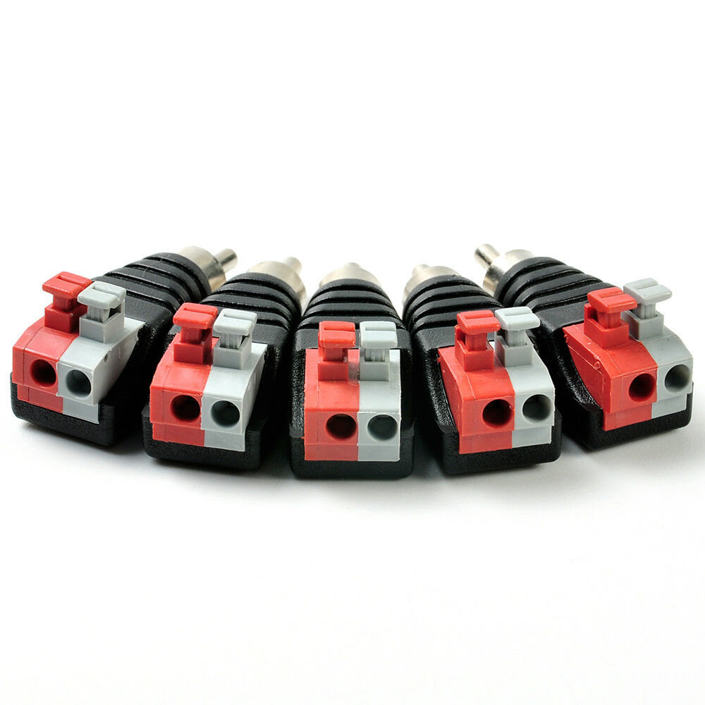 Electronic Speaker Wire A/V Cable to Audio Male RCA Connector Adapter Press Plug
