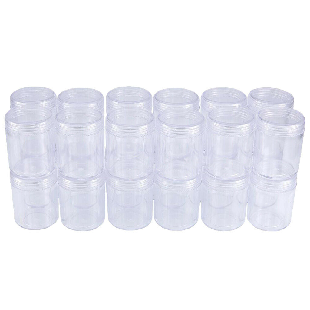 24 Pieces Bead Container Clear Plastic Storage Jar Set for Nail Arts Crafts