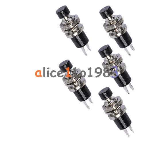 5PCS PBS-110 ON/OFF Push button Black Mini Lockless Momentary Switch