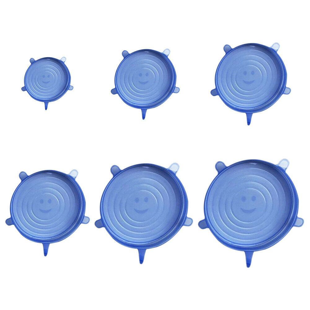 6pcs Reusable Silicone Fresh-keeping Cover Food Sealing Cap Stretch Lids @