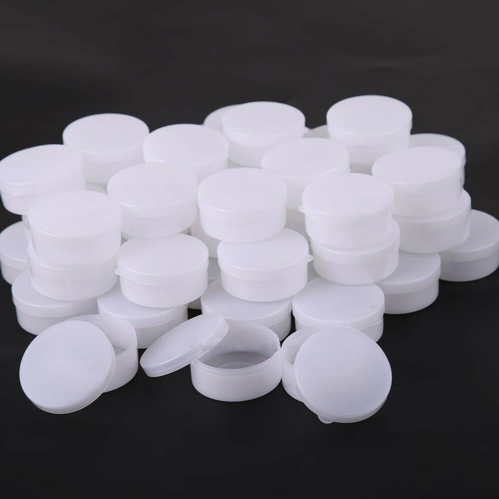 50PCS White Plastic Cosmetic Sample Container 10g Jars Pot Small Empty Box