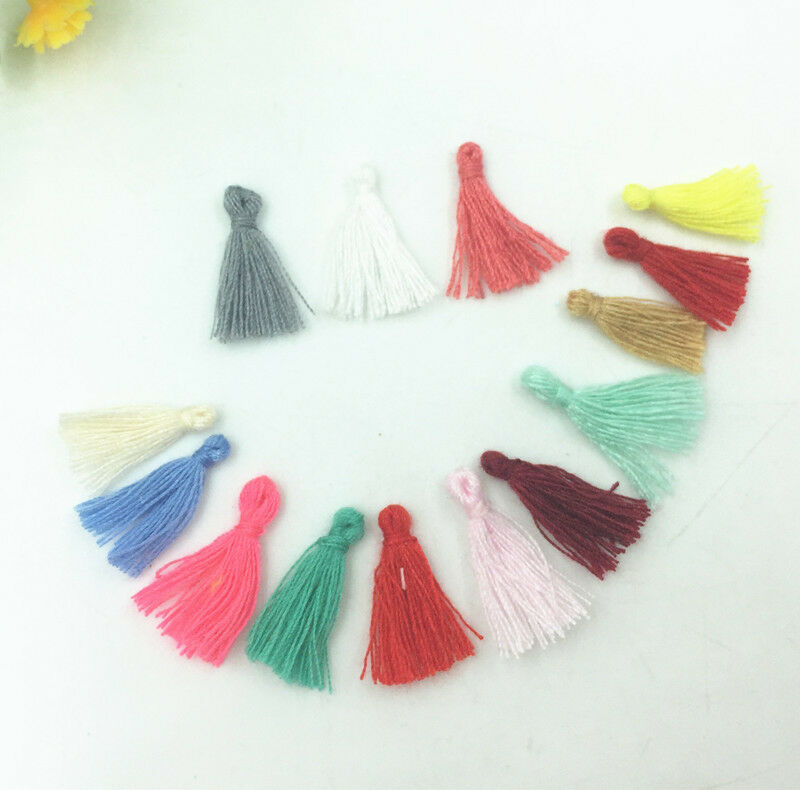 100X Mini Mixed color cotton tassel Handmade weave DIY jewelry accessories 15mm