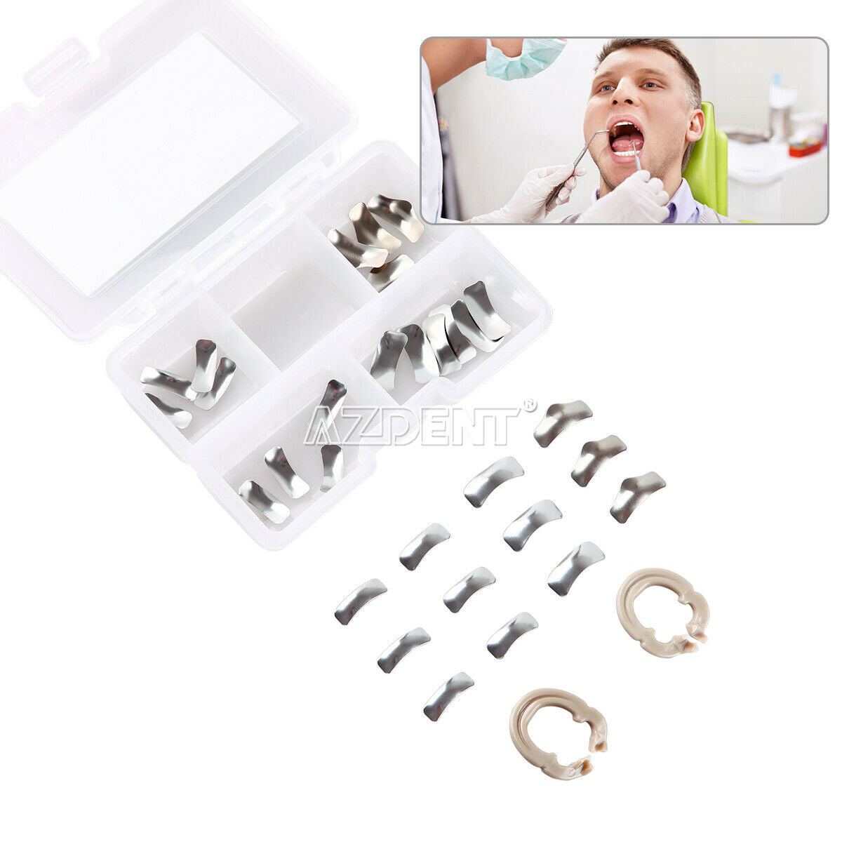 Dental Sectional Contoured Metal Matrices Matrix Refill Kit With Diamond Wedge