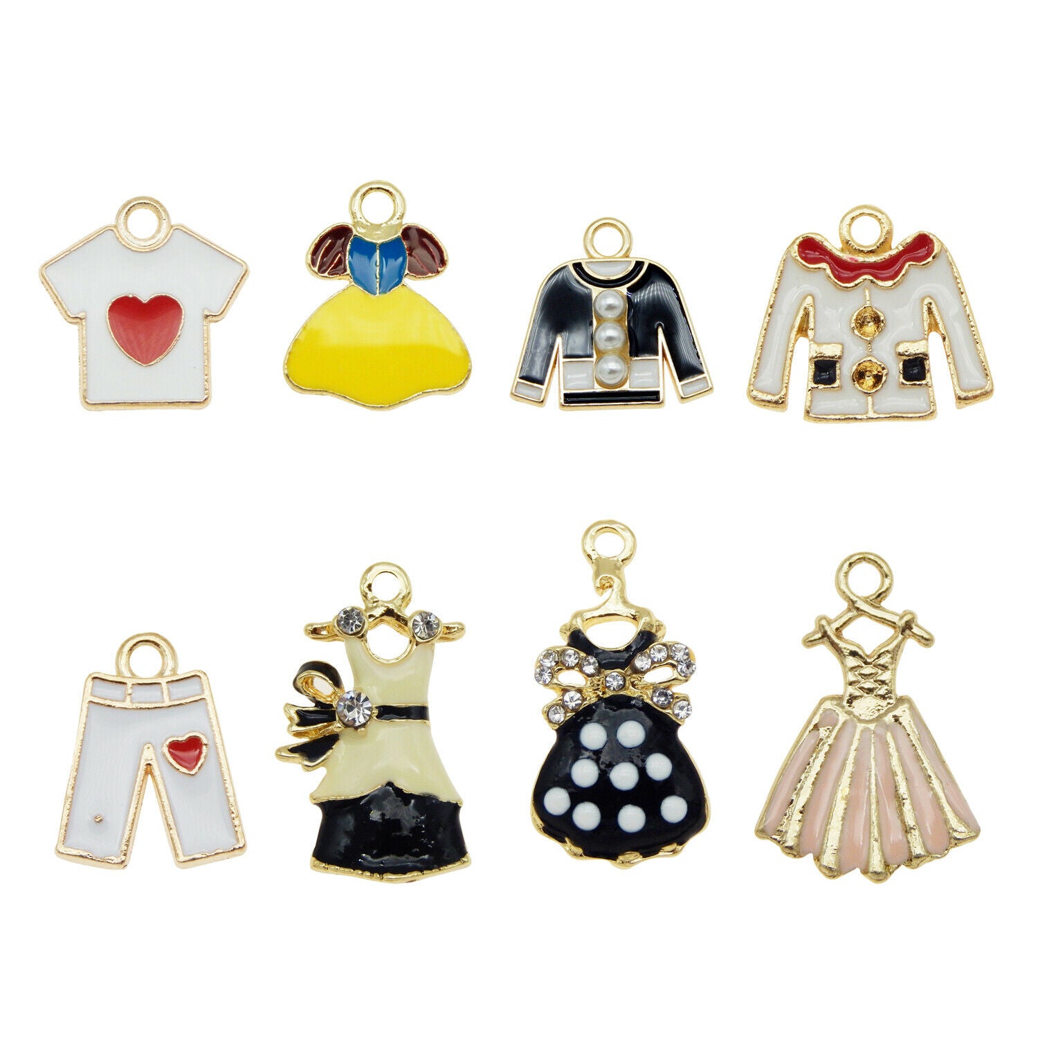 8 Mix Clothing Dress Charm Enamel Costume For Pendant DIY Jewelry Crafts 1-3cm