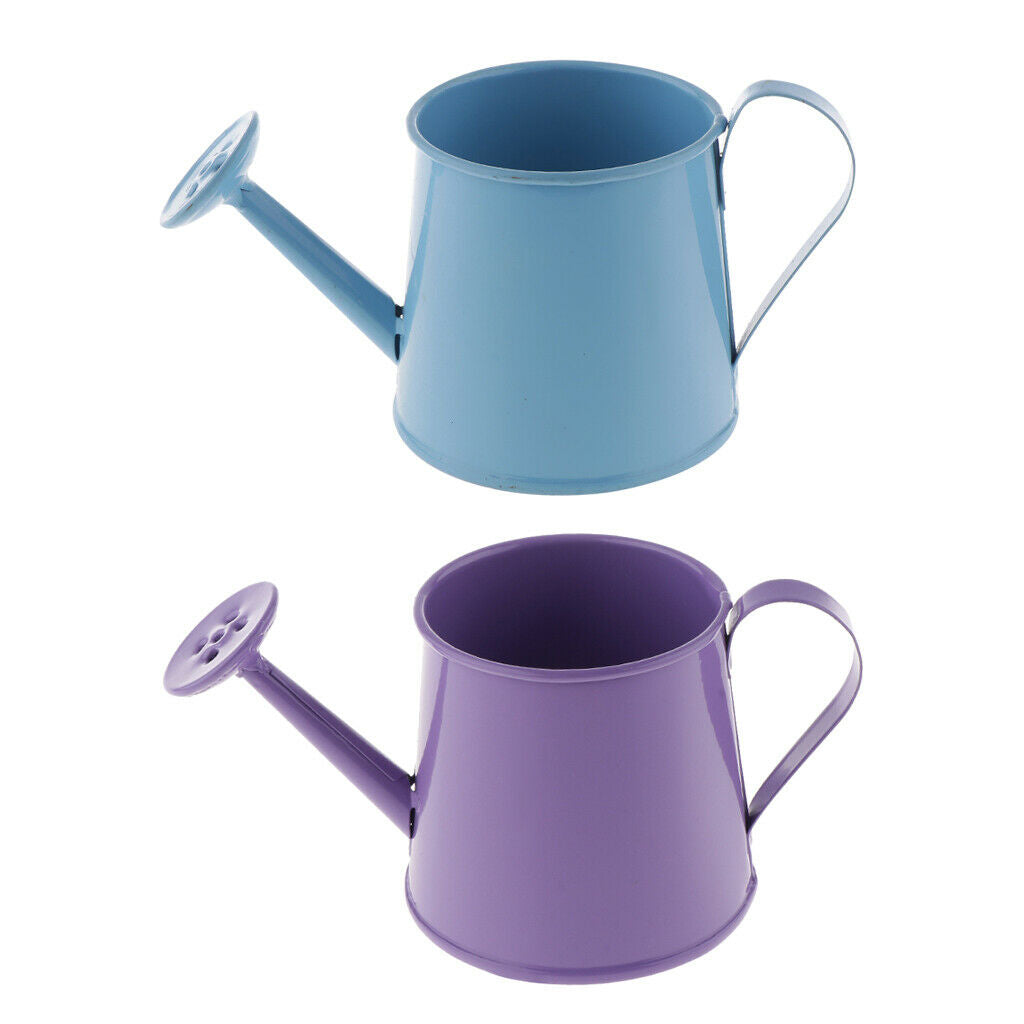 2x Garden Watering Can Watering Pot Rustproof Irrigation Tool Blue + Purple