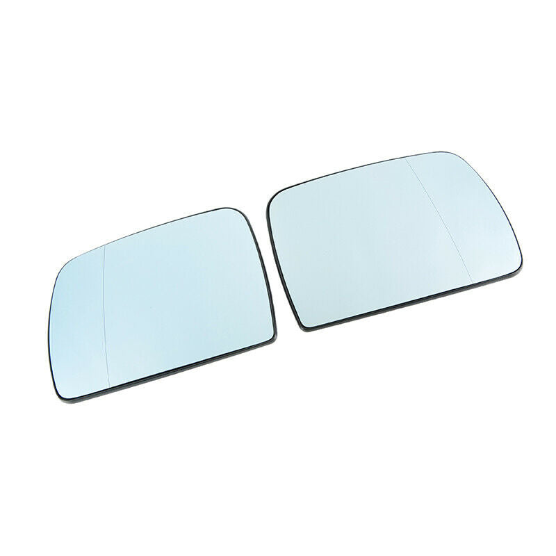 2PCS Door Side Wing Mirror Glass W/ Heated Blue For BMW X5 E53 2000-2006