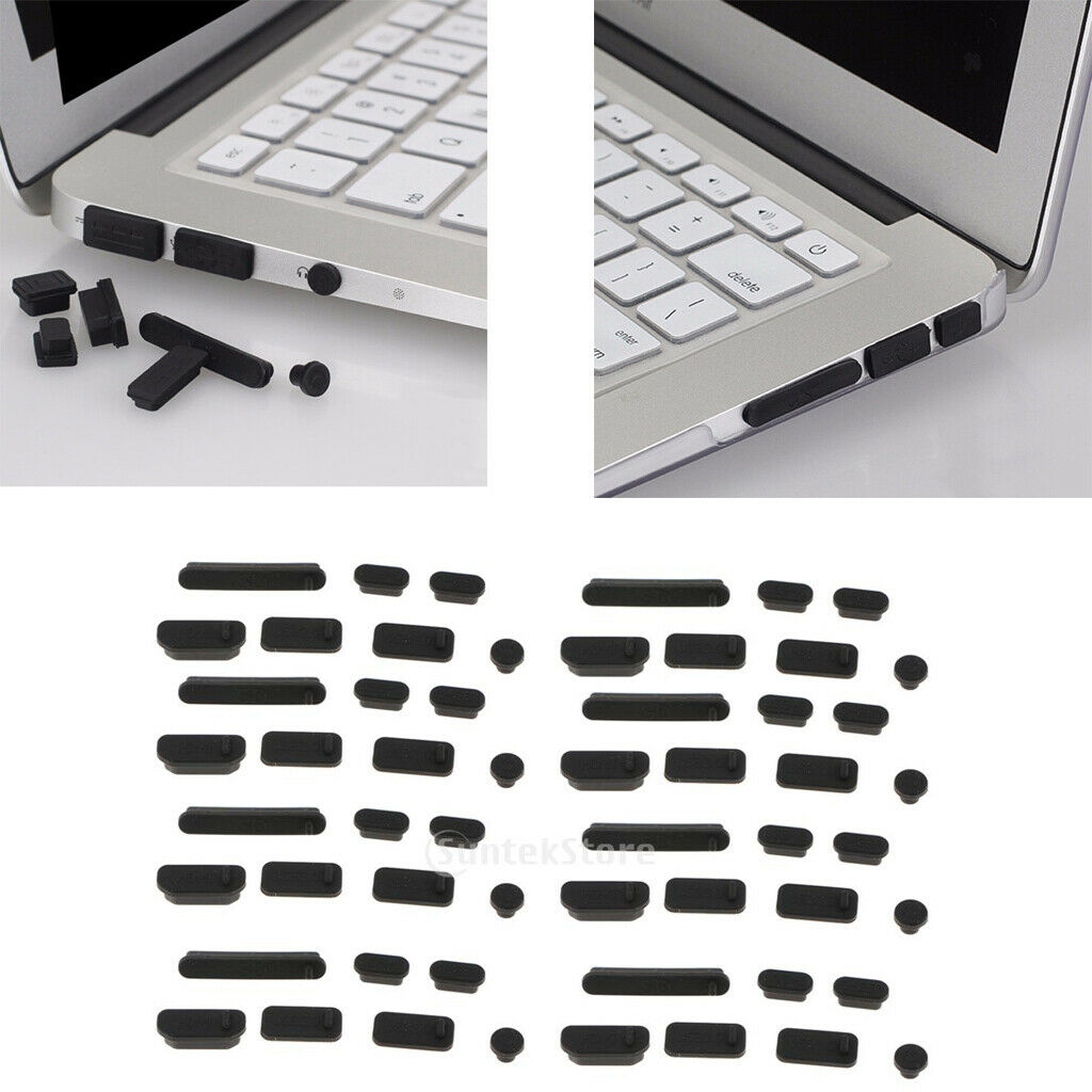 8x 7Pcs USB HDMI Audio Port Dustproof Plug Cover Stopper for  PC black