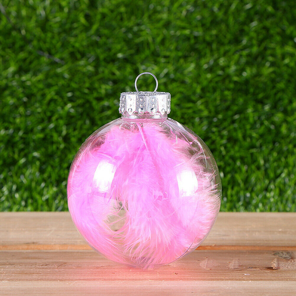 5x Christmas Clear Feather Ball DIY Xmas Party Hanging Pendant Decor Mixed Color