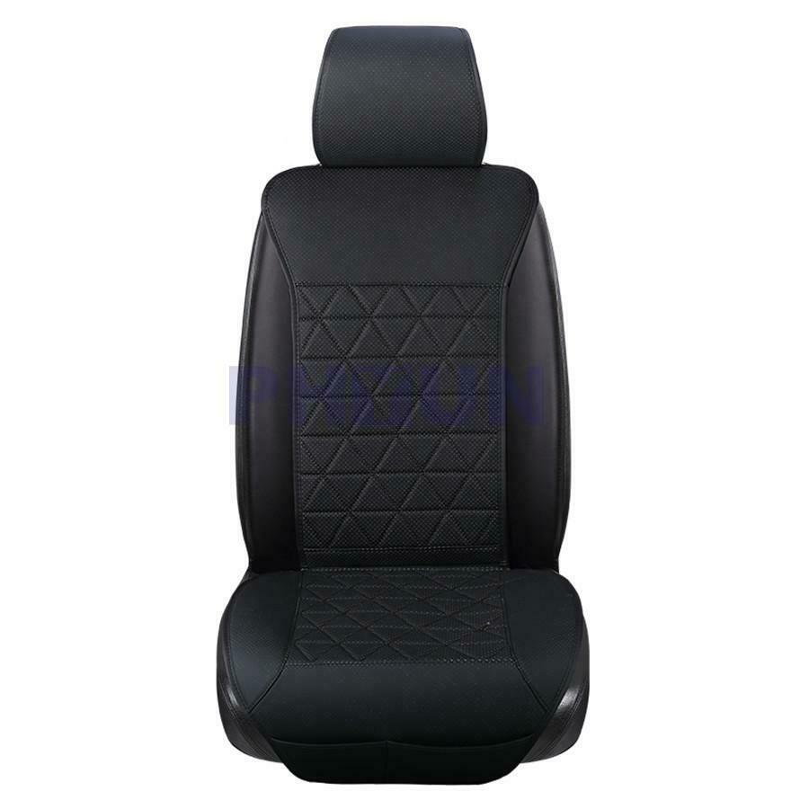1PCS PU Leather Black Breathable Front Seat Cover Protector Cushion All Season