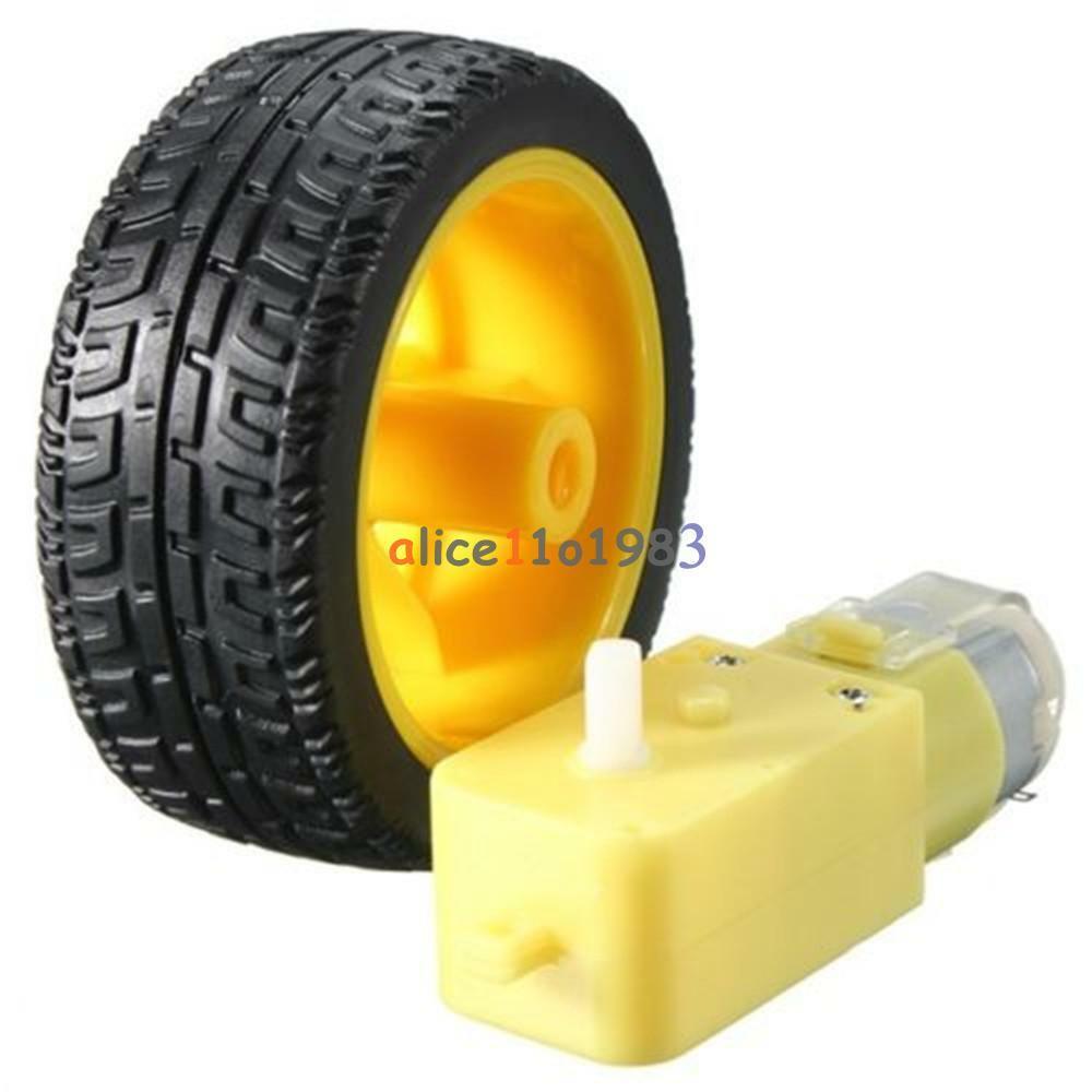 2PCS arduino smart Car Robot Plastic Tire Wheel with DC 3-6v 3v 5v 6v Gear Motor
