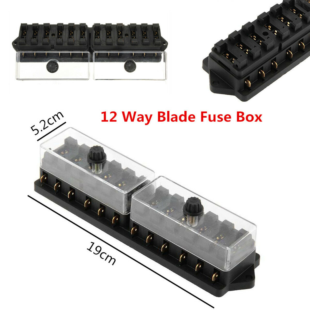 12V Circuit 12Way Standard ATO ATC Blade Block Fuse Box Holder For Car Truck Van