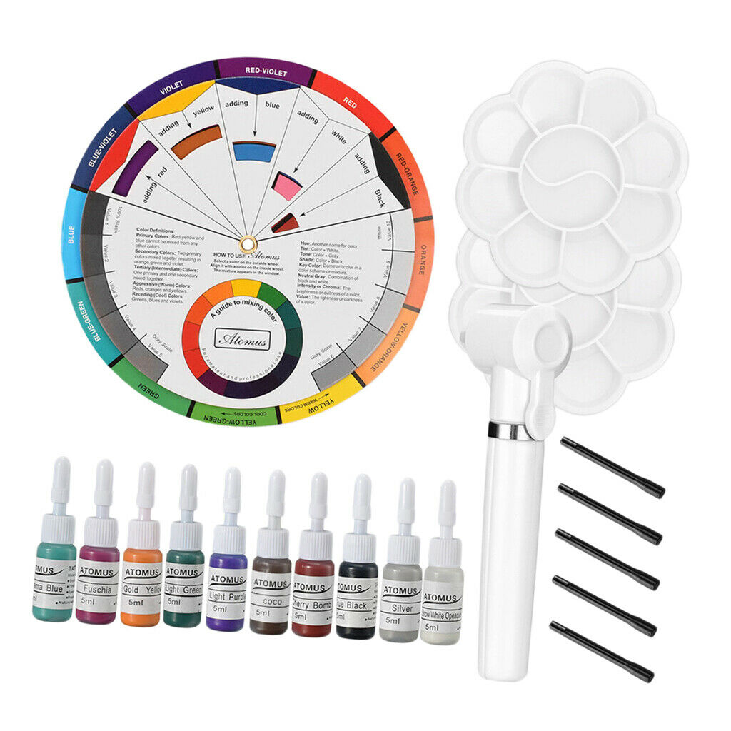 19pcs Tattoo Pigment Mixer Ink Agitator Sticks Color Mixing Guide Palette White