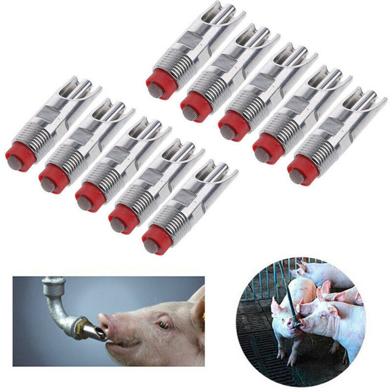 10PCS Stainless Steel 1/2" PT Thread Pig Hog Automatic Nipple Drinker Waterer Ne