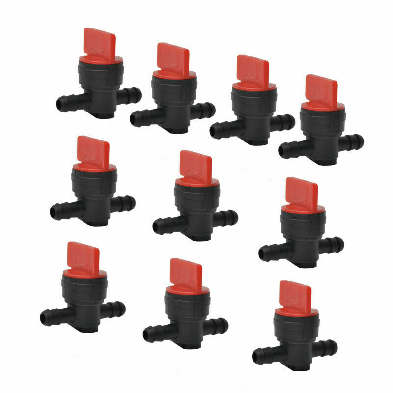 10Pcs Plastic 1/4 In-Line Straight Fuel Gas Cut-Off Shut-Off Valve Lawn Mower