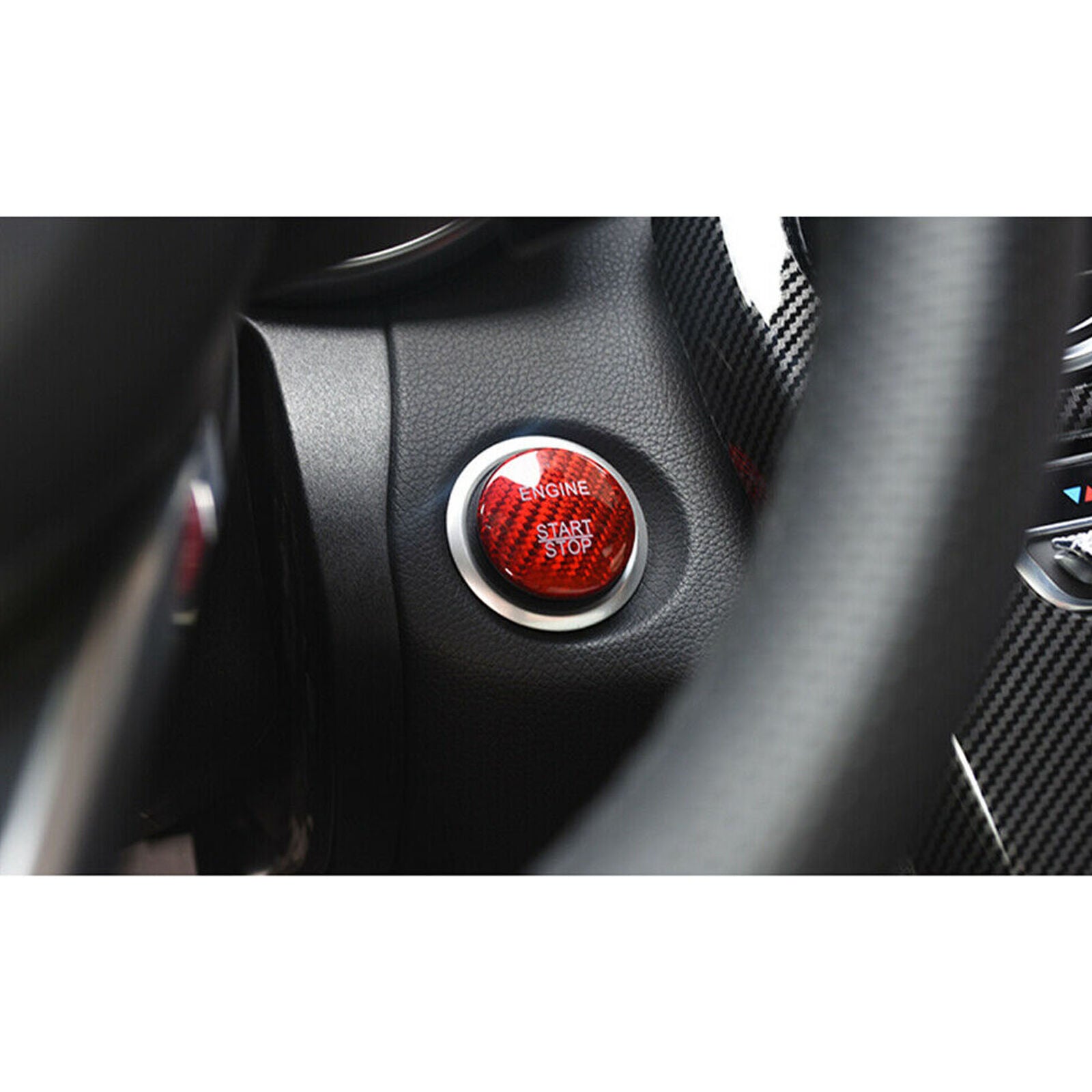 Red Carbon Fiber Engine Start Stop Button Cover For Mercedes A B C E GLE GLC CLA