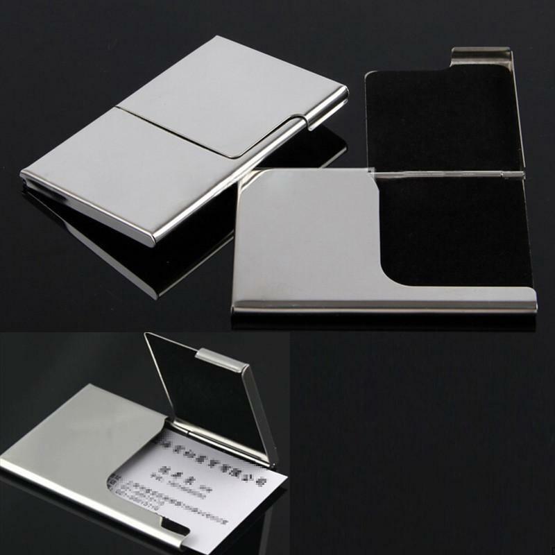 1pc sliding stainless steel id card holder men business card cases Box Portable