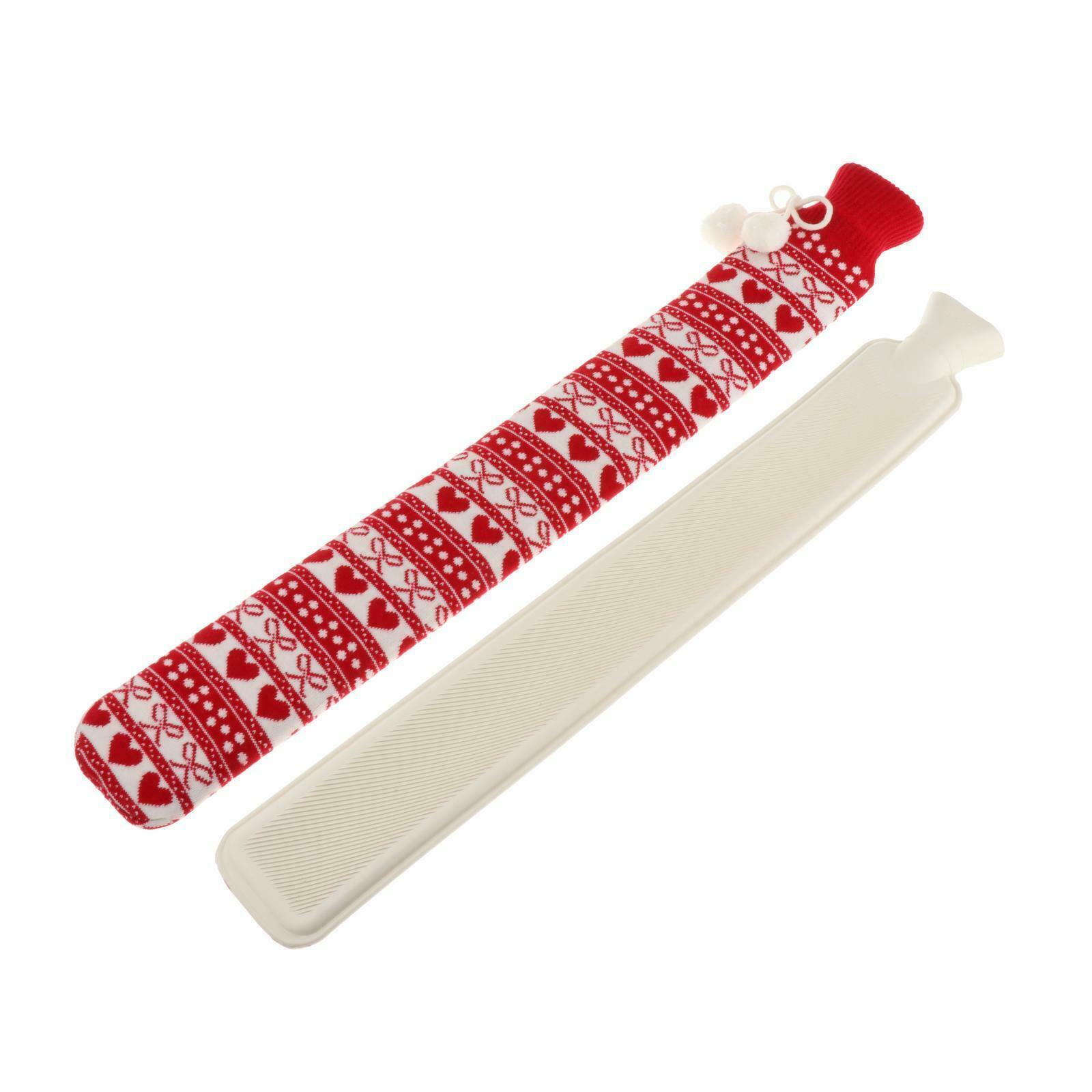 Hot Water Bottle 2L w/ Elegant Coat Secure Screw Top Warms Back Red3