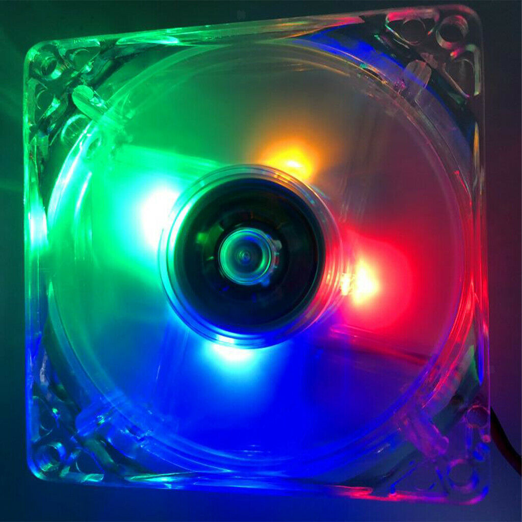 3 Pieces 12V DC Brushless Fan LED 80mm 8cm Silent Computer Case Cooler Fan