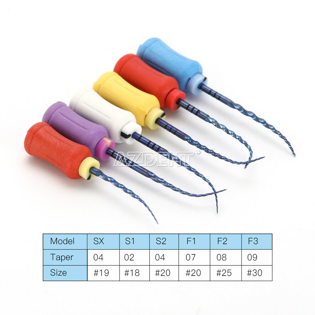 10 Kits AZDENT Dental SX-F3 Endodontic NiTi Hand Use Heat Activated Rotary File