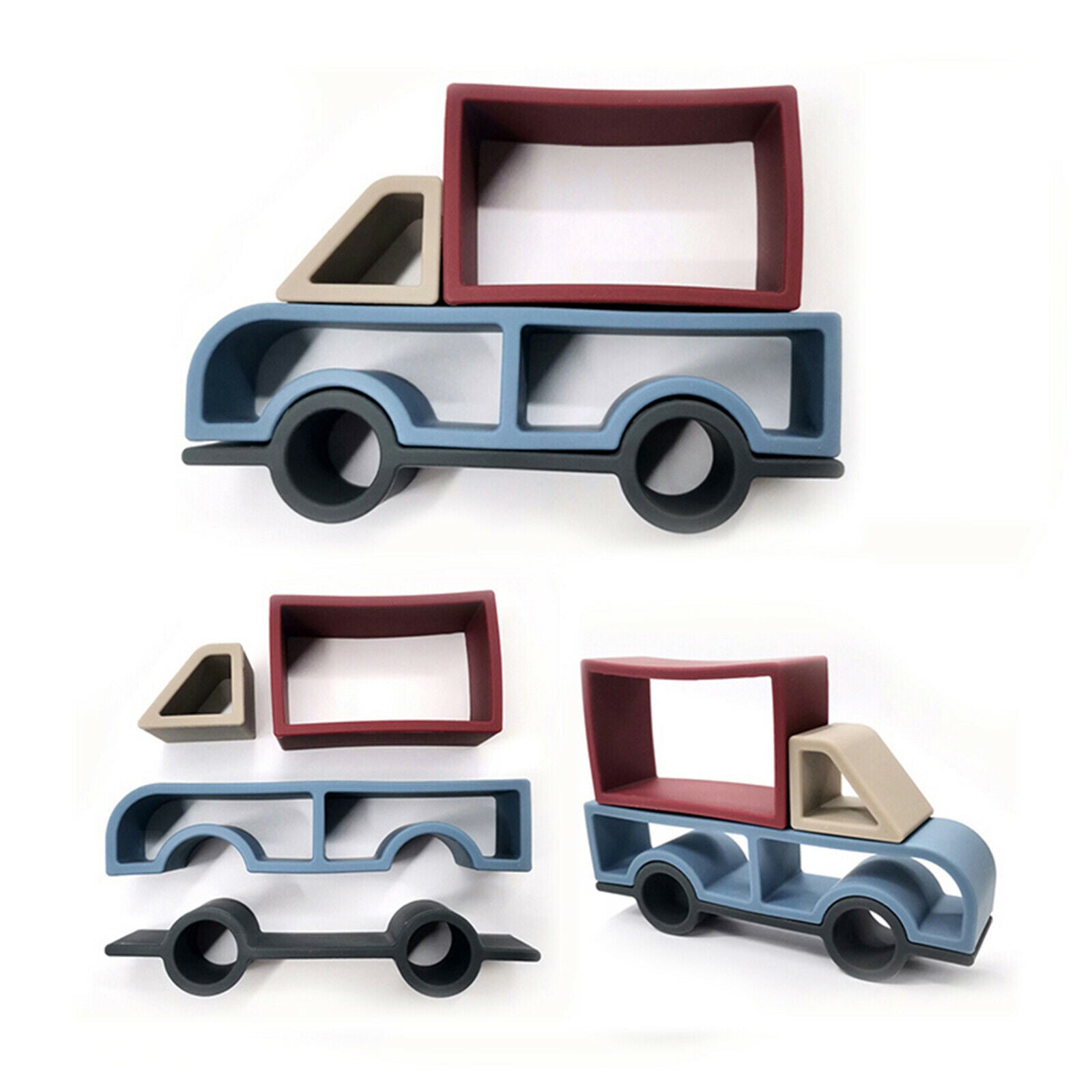 Montessori Soft Stacking Toys Car Building Blocks Gift for Kids 6+ Months
