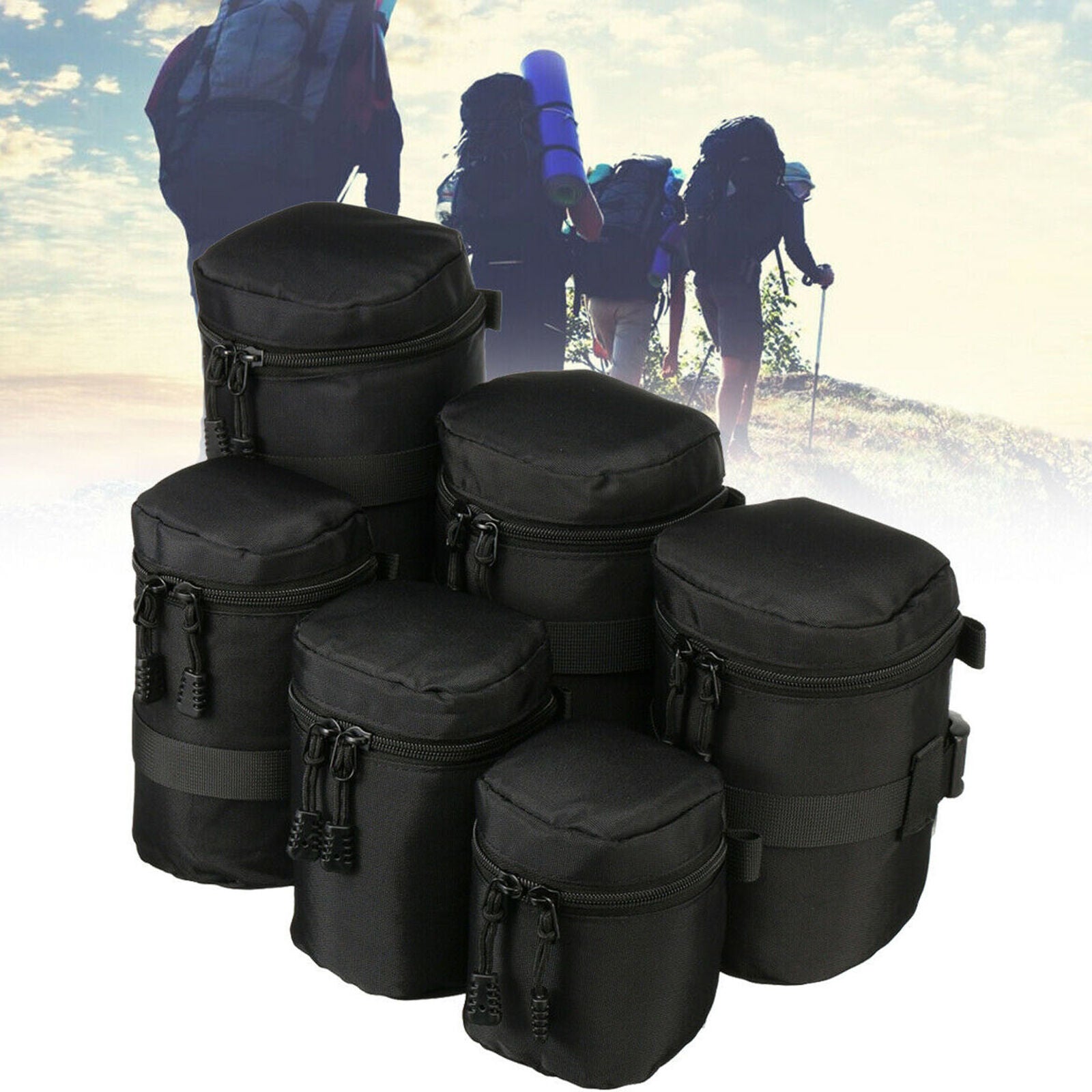 Portable Camera Lens Case Pouch Bag Waterproof Black For Standard Zoom Lenses G