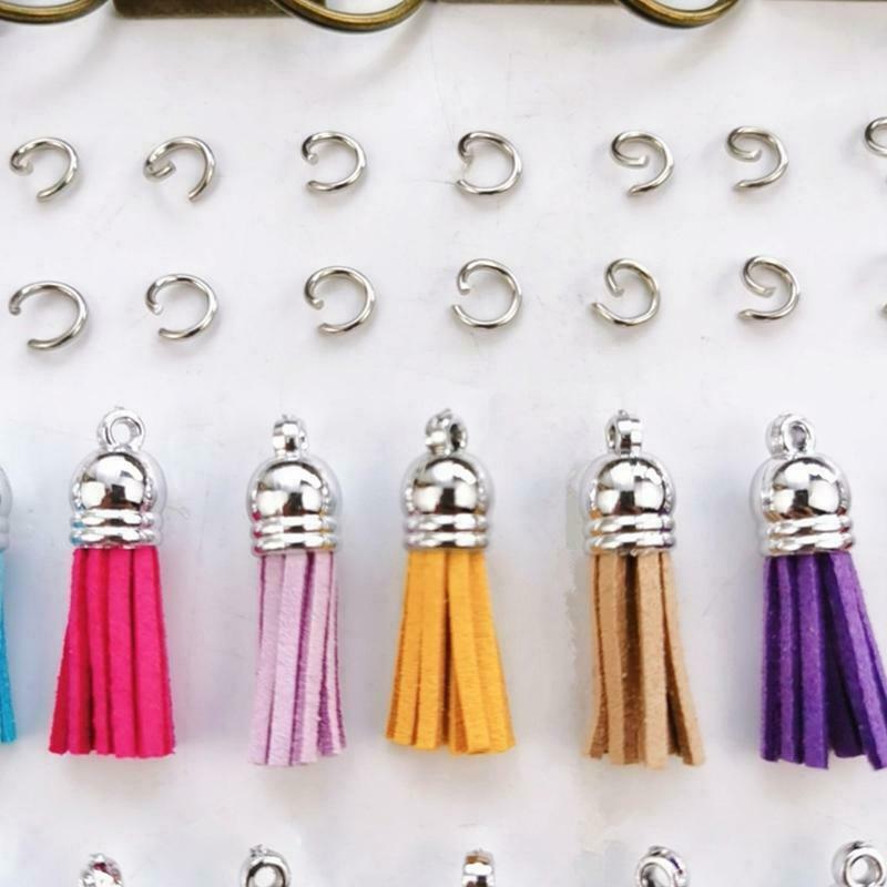 70pcs/Set Keychain Hardware Set Colorful Leather Tassels Keychain Pendants