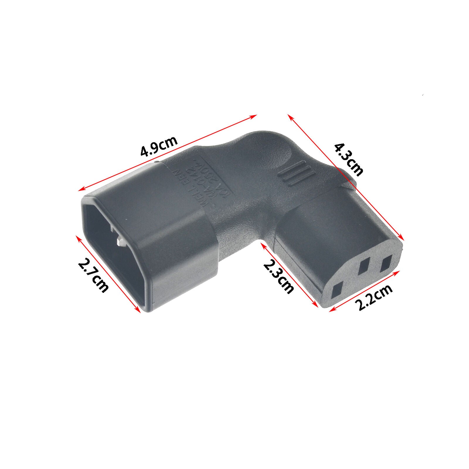 Left Angle IEC 320 C14 3 Pin Male to C13 Female PDU PSU UPS Power Extension