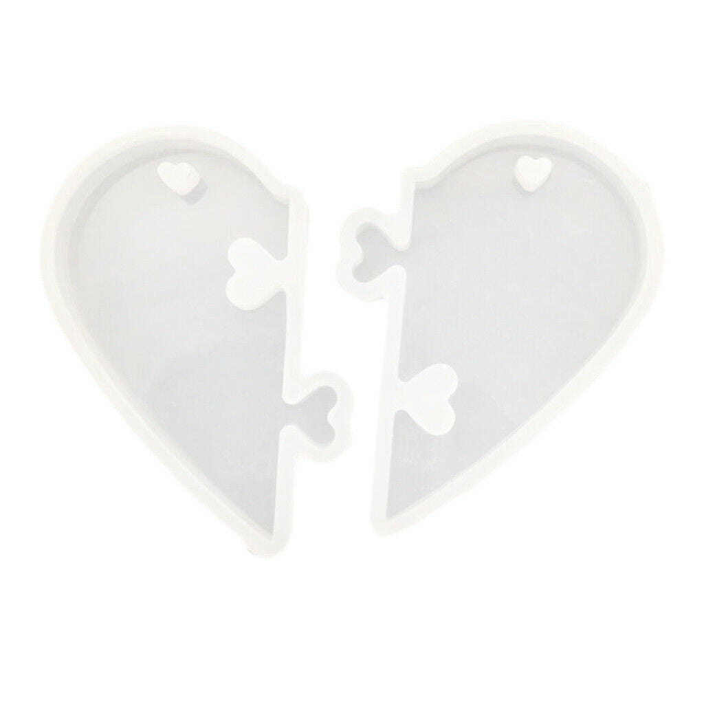 Puzzle heart pendant shape jewelry silicone mold split heart shapes, for