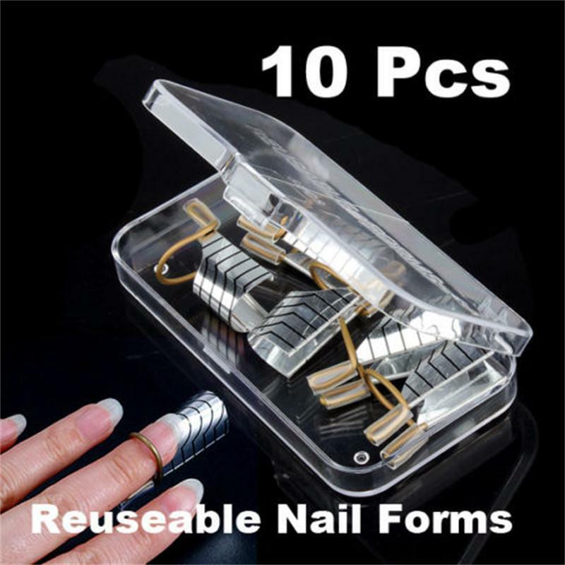 10PCS Reusable UV Gel Acrylic Nail DIY Nail Art Extension Guide Form Tips Tool