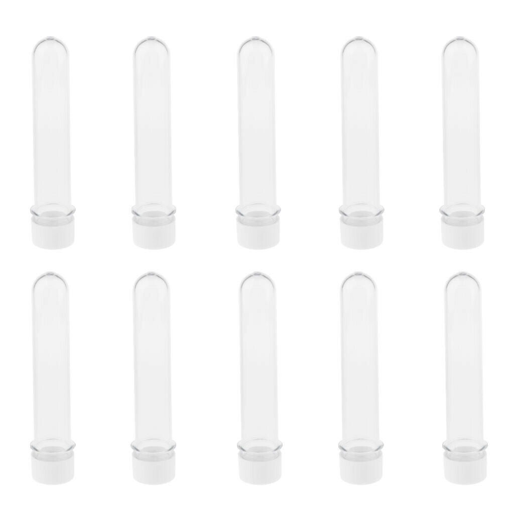 10pcs 40ml Clear PET Plastic Test Tubes with Screw Caps (25x140mm) White