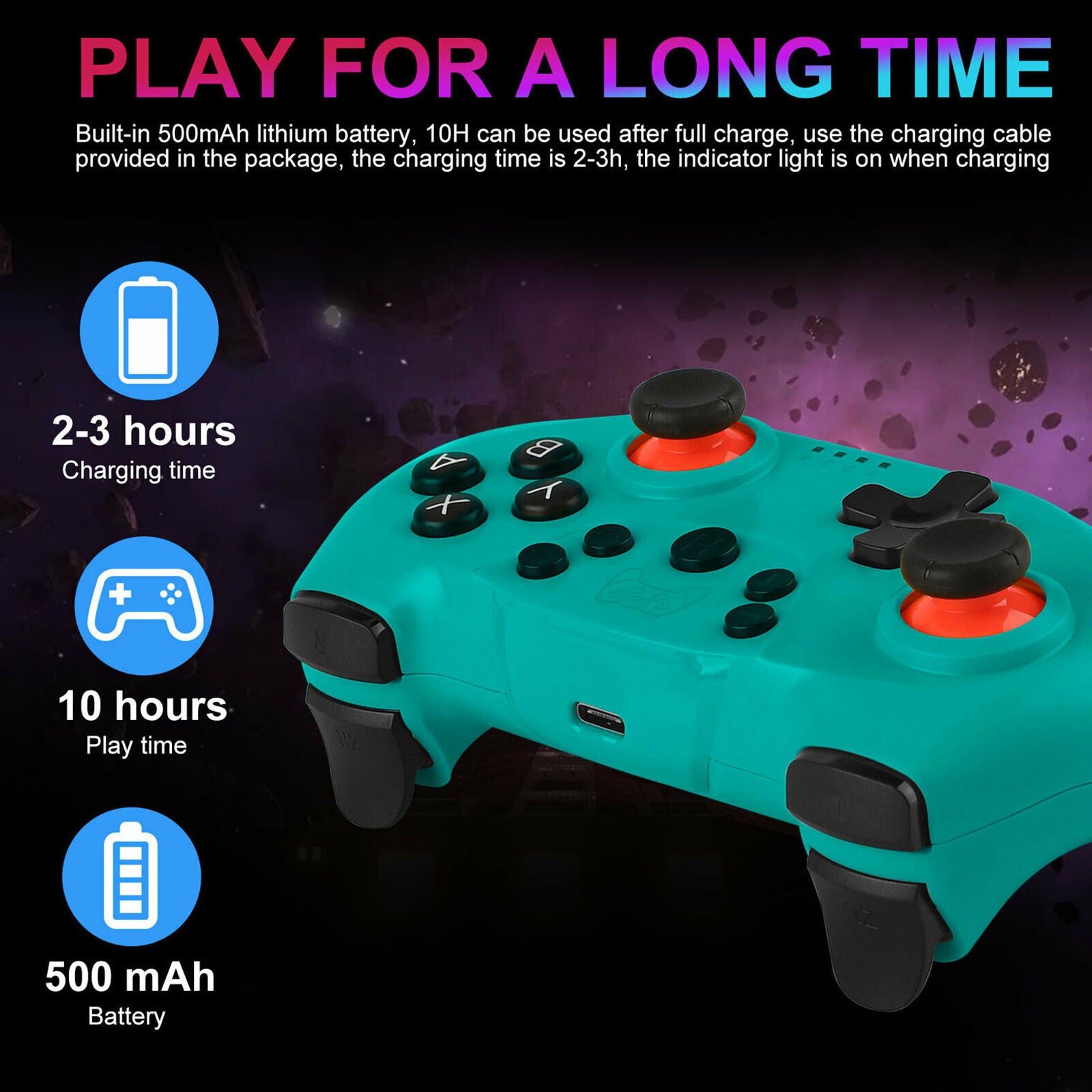 For Nintendo Switch/Lite Wireless Bluetooth Pro Controller Turbo Joystick Joypad