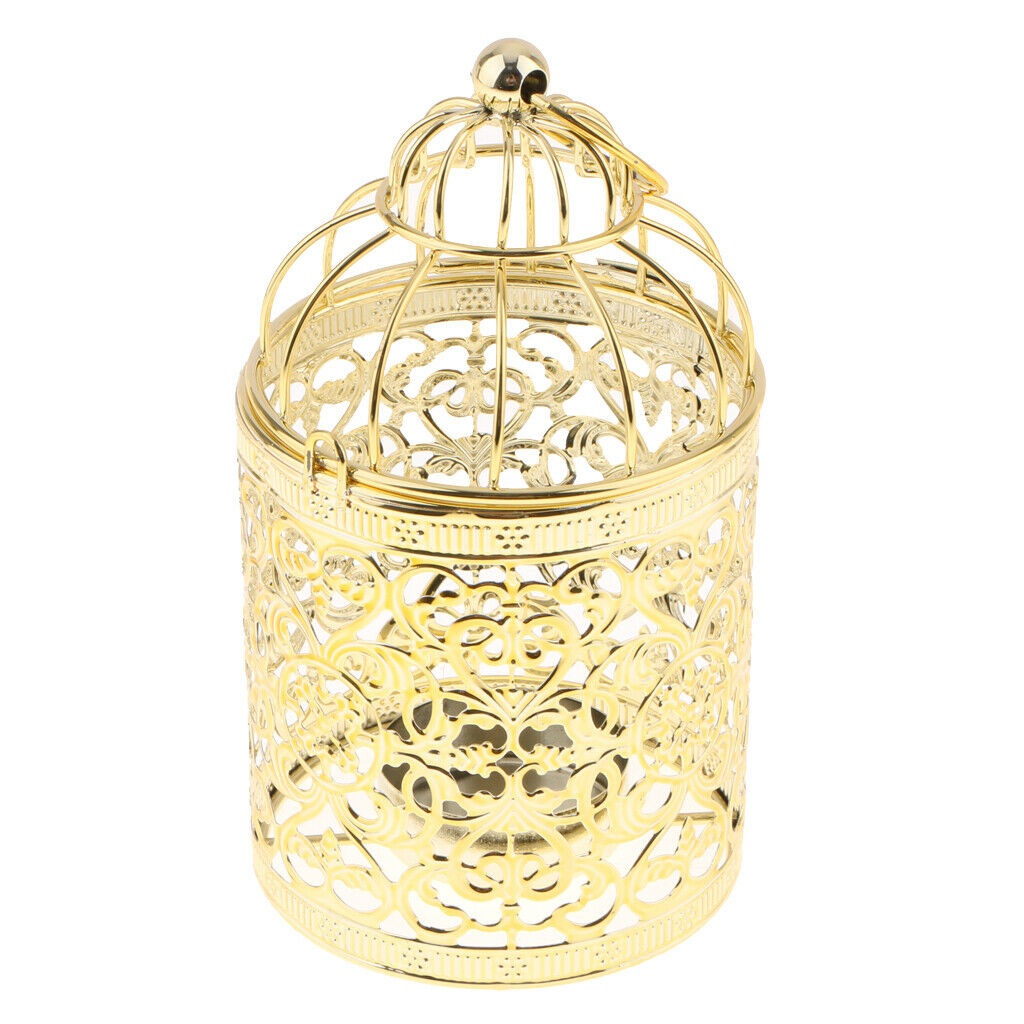 2 x Metal Craft Hollow Flower Pattern Candle Holder Hanging Birdcage Candle